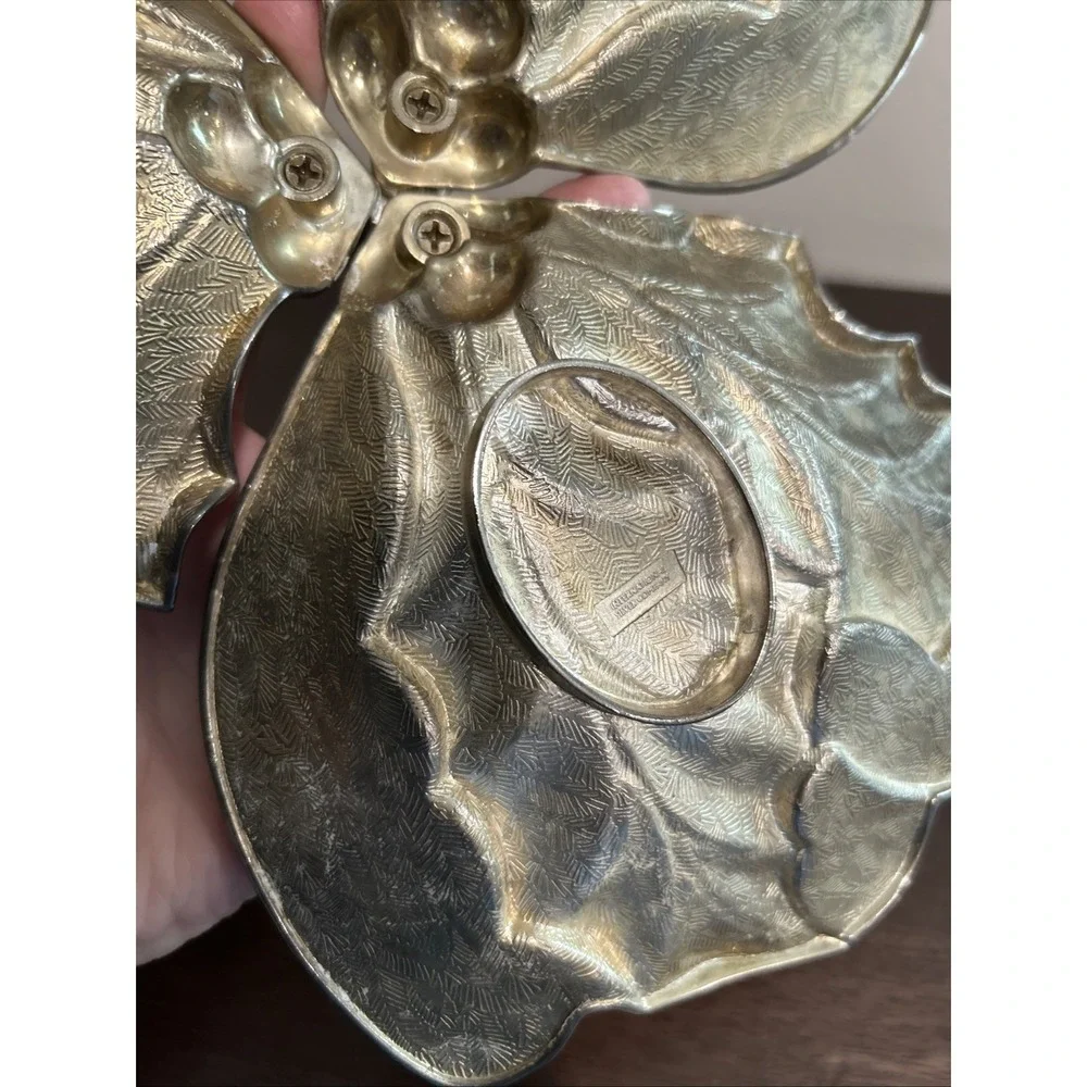 international silver company Holly Leaves Holiday‎ Candy Dish Tray Vintage
